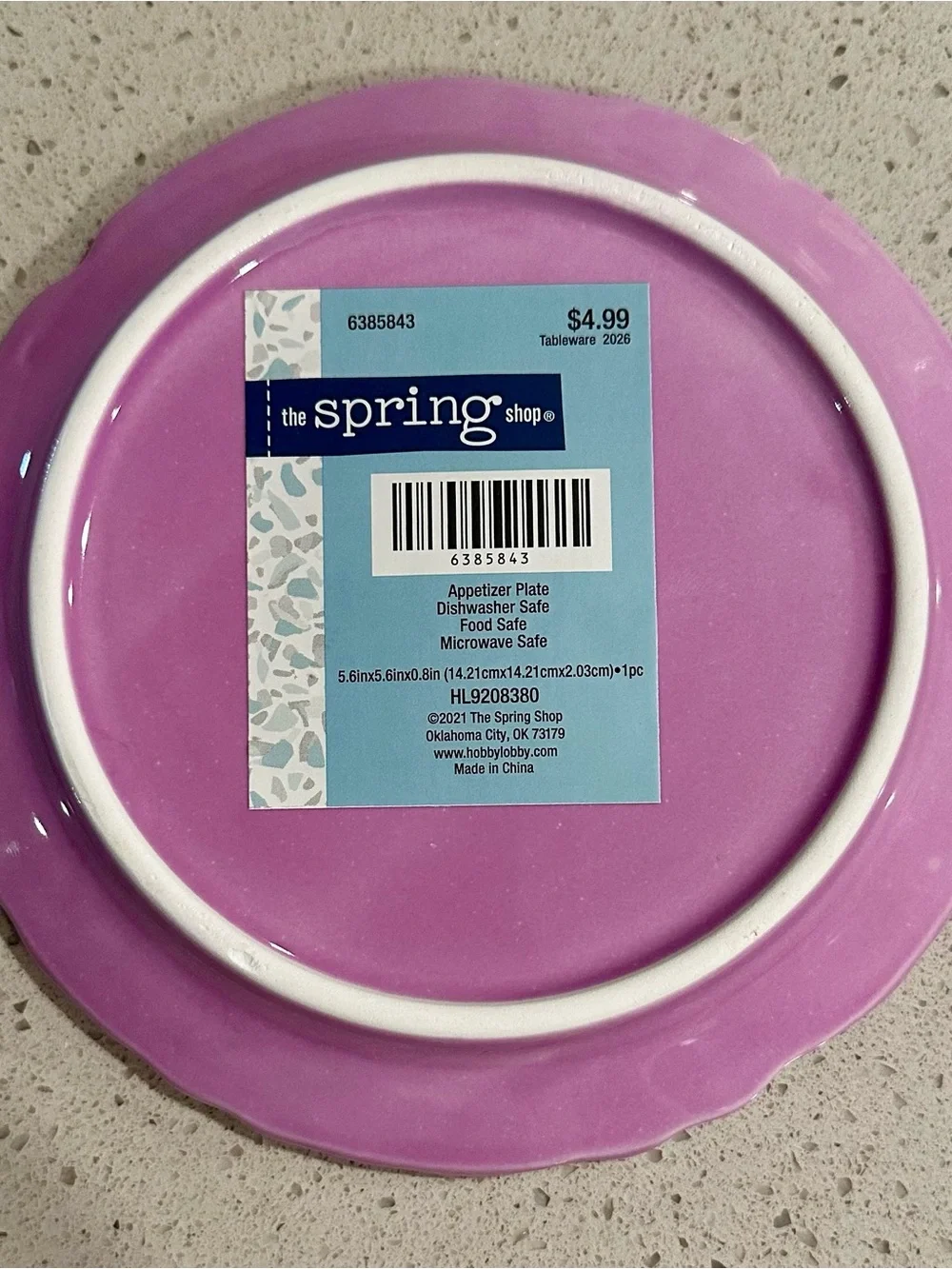 The Spring Shop Pink Floral Ceramic Plate with Yellow Center Accent